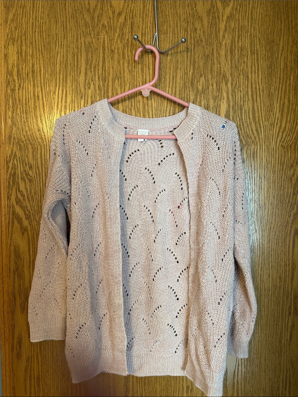 Maurices Light Pink Open-Knit Cardigan Sweater